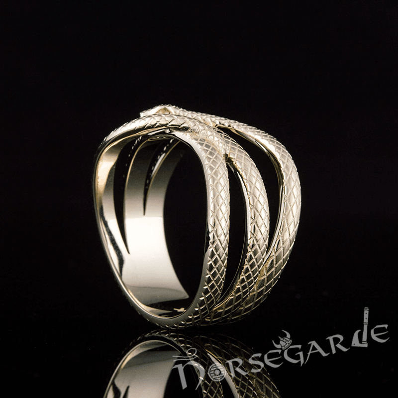 Handcrafted Coiled Jormungandr Ring - Gold