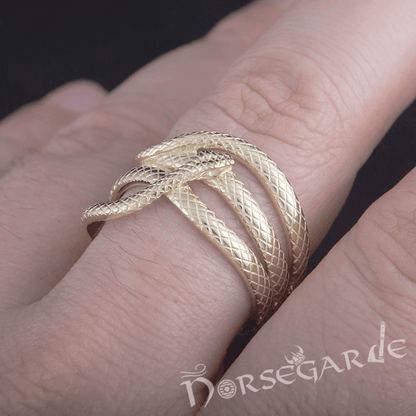 Handcrafted Coiled Jormungandr Ring - Gold