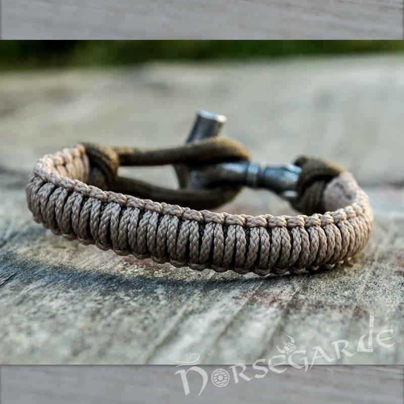 Handcrafted Coyote Paracord Bracelet with Mjölnir - Sterling Silver