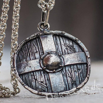 Handcrafted Cross Reinforced Shield Pendant - Sterling Silver