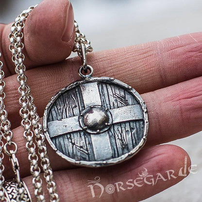 Handcrafted Cross Reinforced Shield Pendant - Sterling Silver