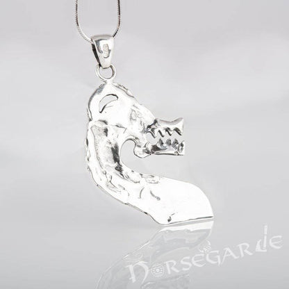 Handcrafted Drakkar Dragon Headpiece Pendant - Sterling Silver
