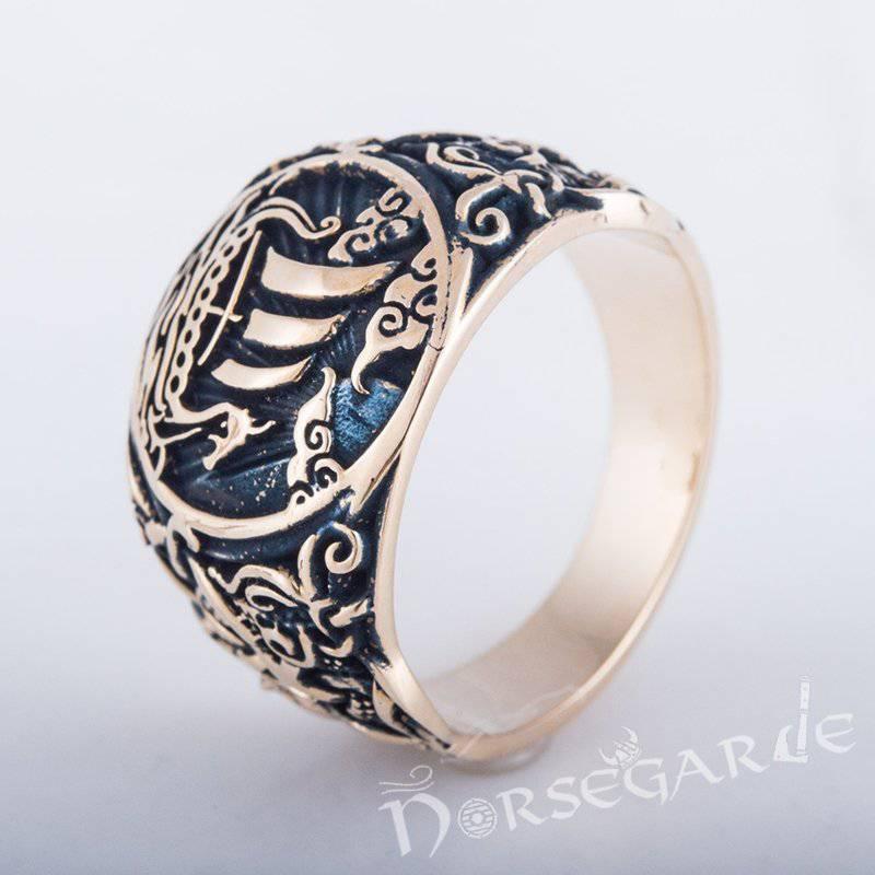 Handcrafted Drakkar Mammen Style Ring - Bronze