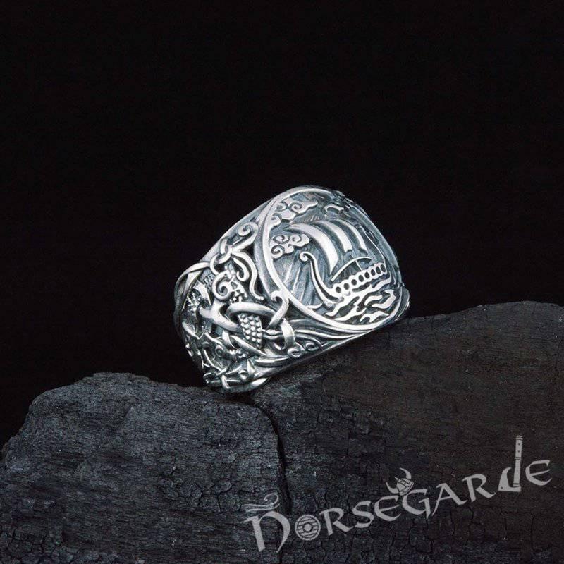 Handcrafted Drakkar Mammen Style Ring - Sterling Silver