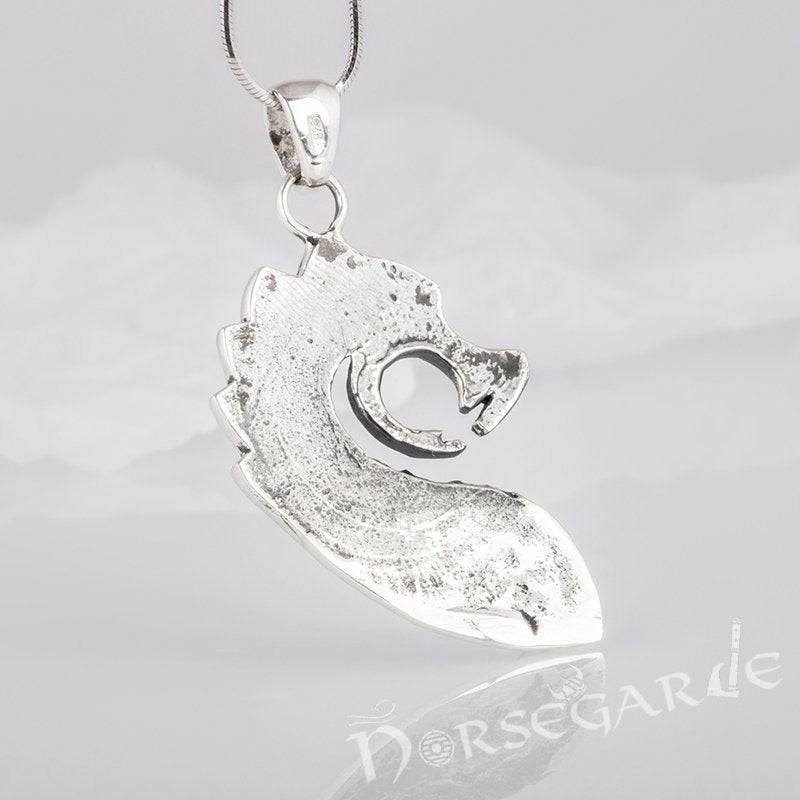 Handcrafted Drakkar Serpent Headpiece Pendant - Sterling Silver