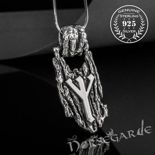 Handcrafted Druid Algiz Pendant - Sterling Silver