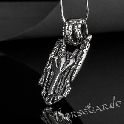 Handcrafted Druid Algiz Pendant - Sterling Silver