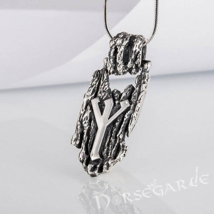 Handcrafted Druid Algiz Pendant - Sterling Silver