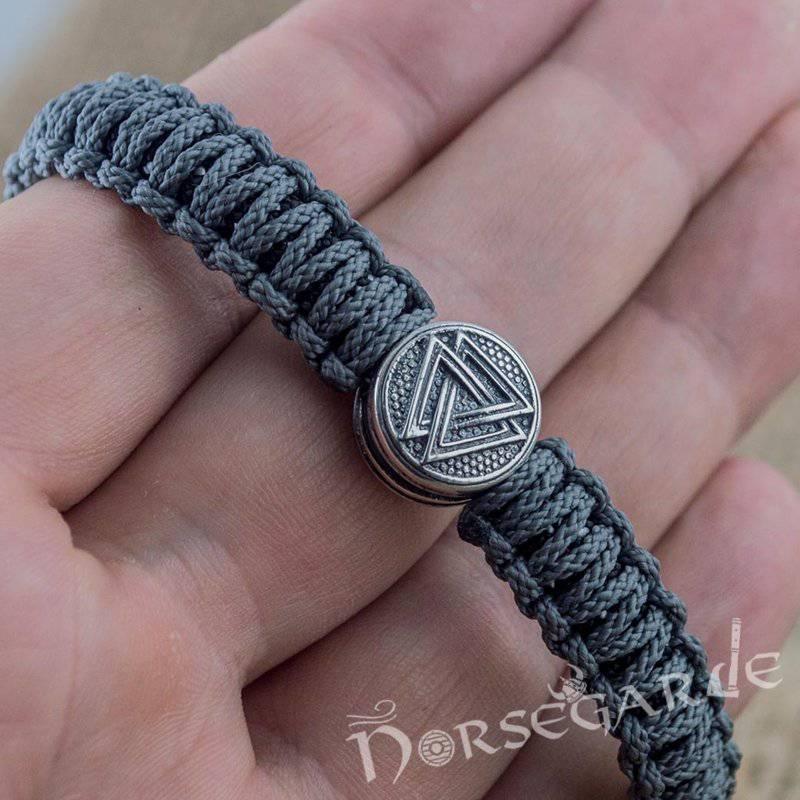 Handcrafted Dusky Paracord Bracelet with Mjölnir and Rune - Sterling Silver