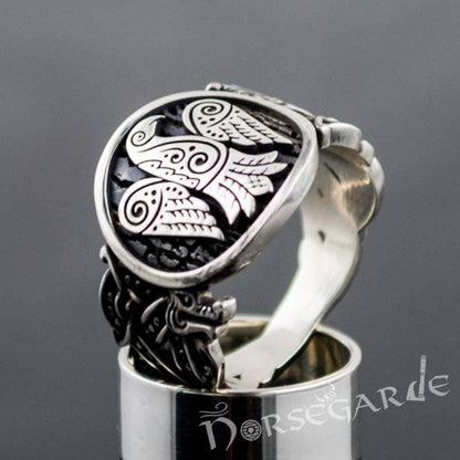 Handcrafted Eagle Jellinge Style Ring - Sterling Silver