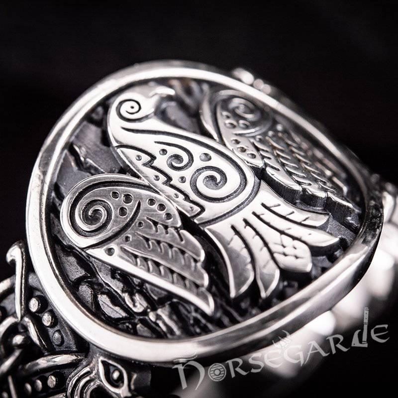 Handcrafted Eagle Jellinge Style Ring - Sterling Silver