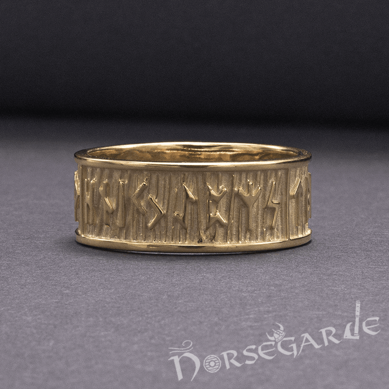 Handcrafted Elder Futhark Runic Band - Gold