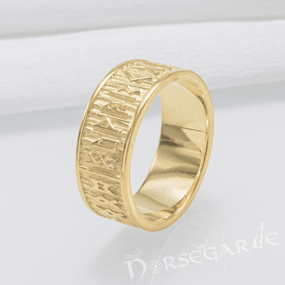Handcrafted Elder Futhark Runic Band - Gold