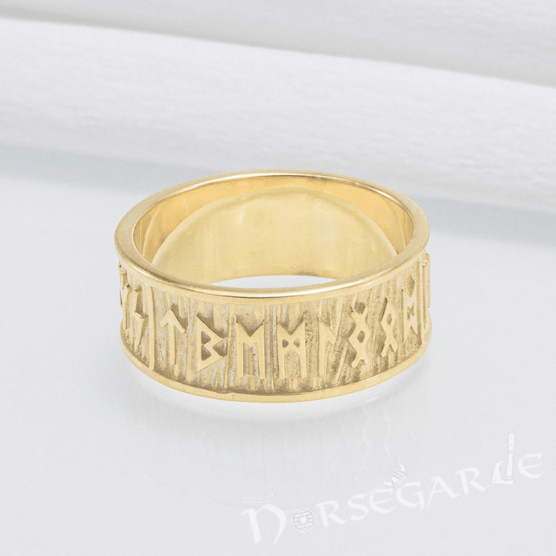 Handcrafted Elder Futhark Runic Band - Gold