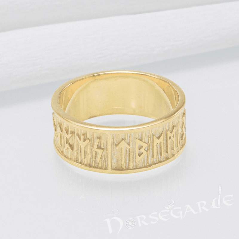 Handcrafted Elder Futhark Runic Band - Gold