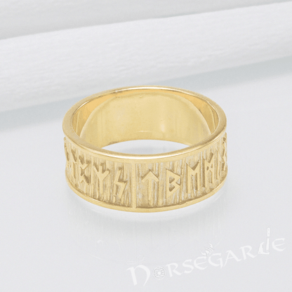 Handcrafted Elder Futhark Runic Band - Gold