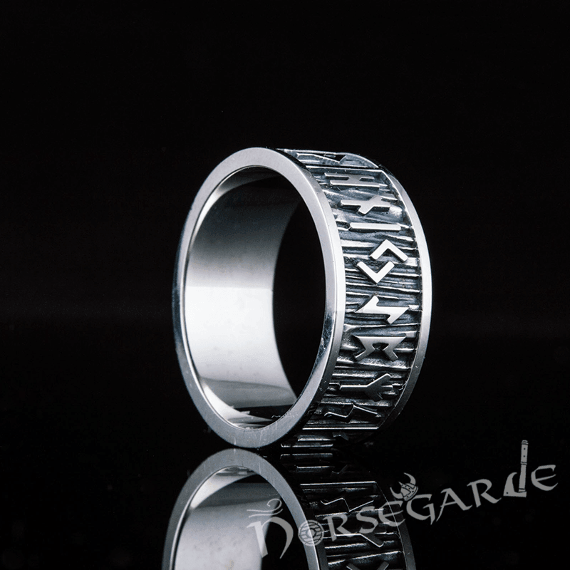 Handcrafted Elder Futhark Runic Band - Sterling Silver