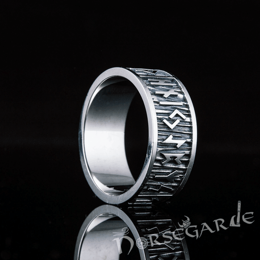 Handcrafted Elder Futhark Runic Band - Sterling Silver