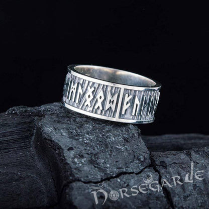 Handcrafted Elder Futhark Runic Band - Sterling Silver