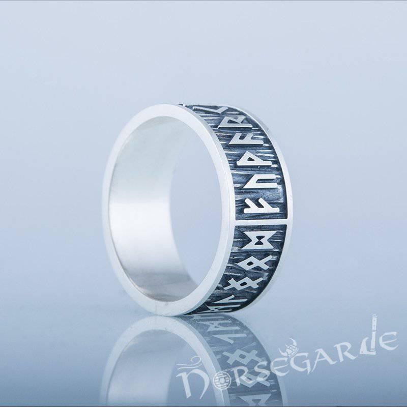 Handcrafted Elder Futhark Runic Band - Sterling Silver