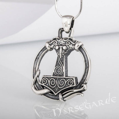 Handcrafted Encircled Scania Mjölnir - Sterling Silver