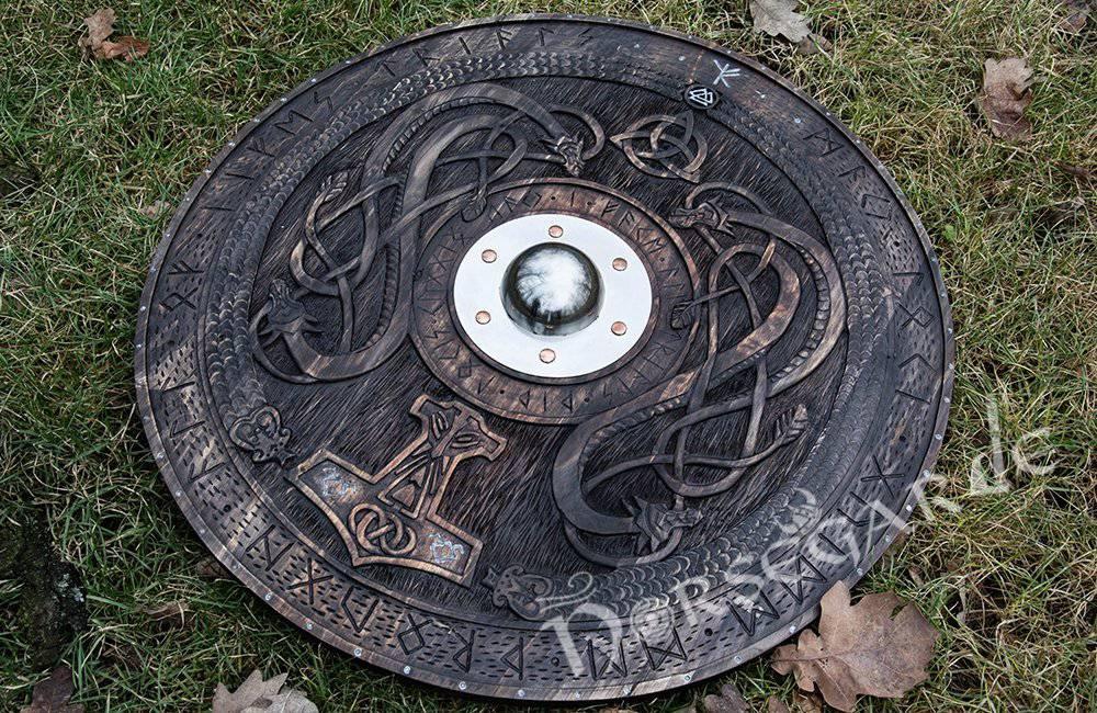 Handcrafted Engraved Viking Shield