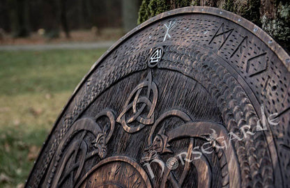 Handcrafted Engraved Viking Shield