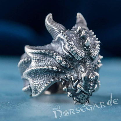 Handcrafted Fafnir the Dragon Ring - Sterling Silver