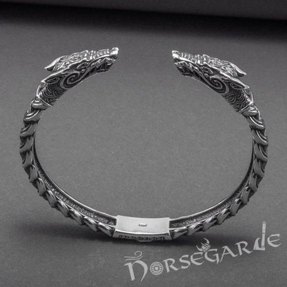 Handcrafted Fenrir Wolf Torc Bracelet - Sterling Silver