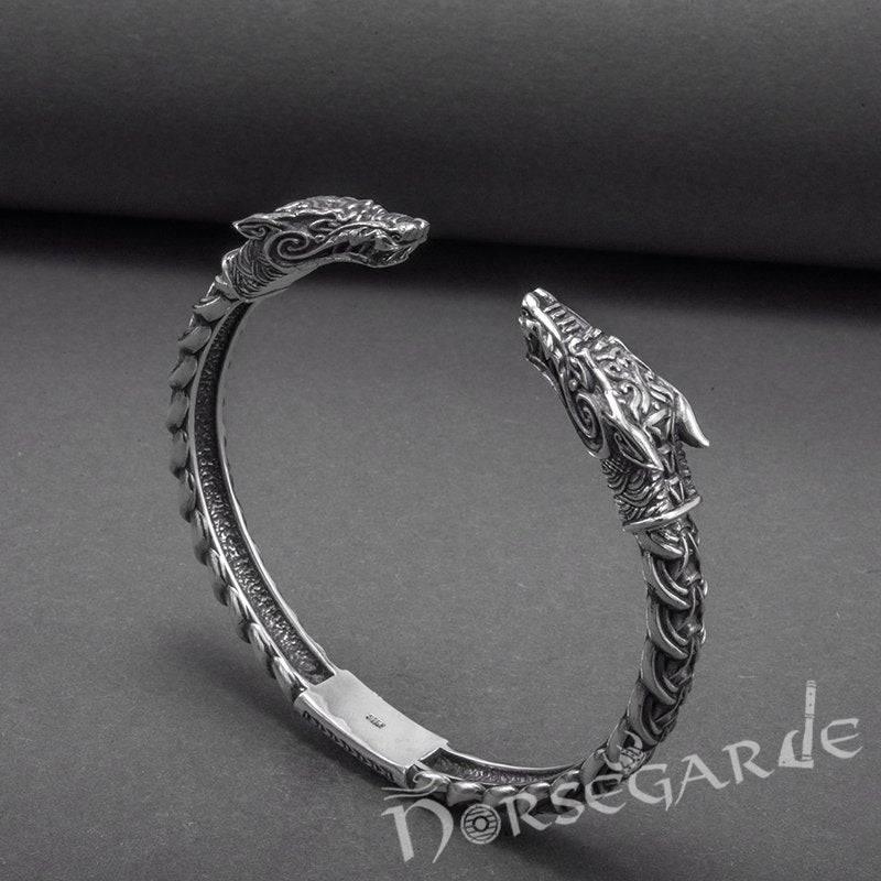 Handcrafted Fenrir Wolf Torc Bracelet - Sterling Silver