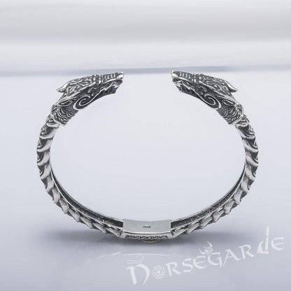 Handcrafted Fenrir Wolf Torc Bracelet - Sterling Silver