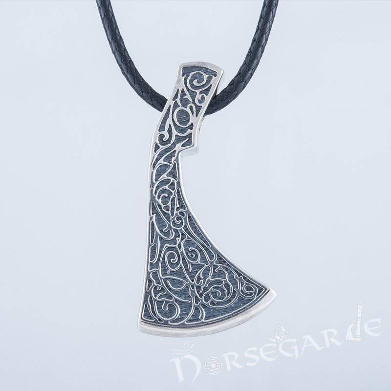 Handcrafted Flora Ornament Perun's Axe Pendant - Sterling Silver