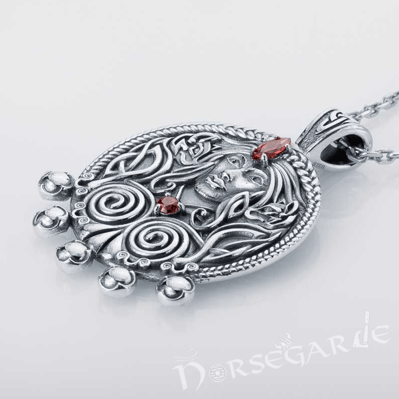 Handcrafted Freya's Wisdom Pendant - Sterling Silver with Emeralds