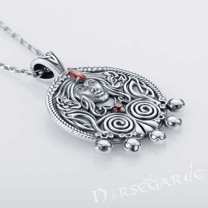 Handcrafted Freya's Wisdom Pendant - Sterling Silver with Emeralds