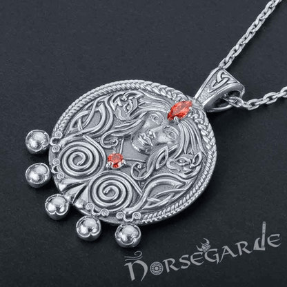 Handcrafted Freya's Wisdom Pendant - Sterling Silver with Emeralds