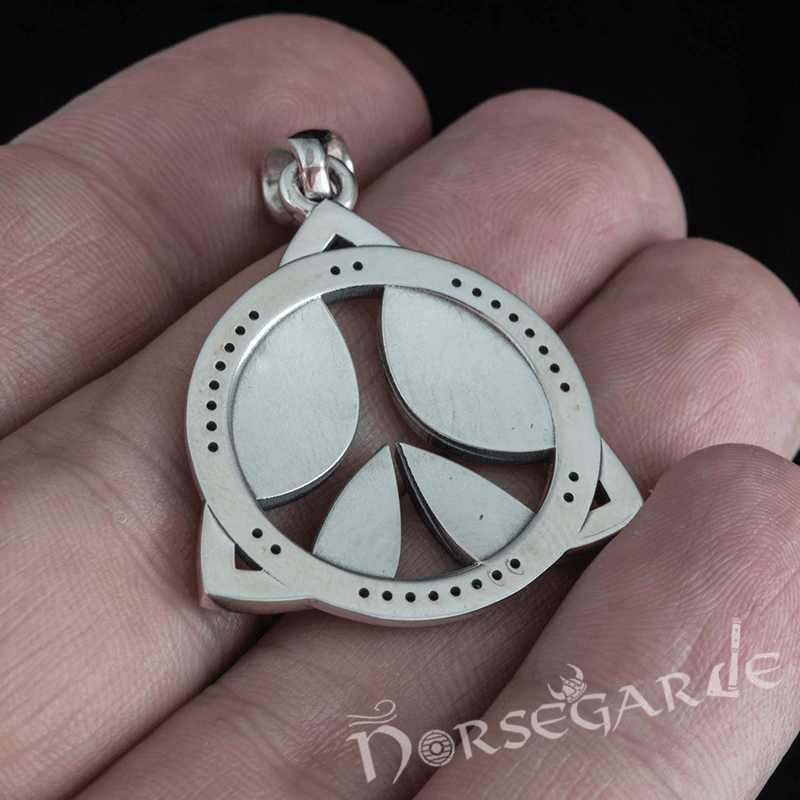 Handcrafted Gemmed Algiz Triquetra Pendant - Sterling Silver