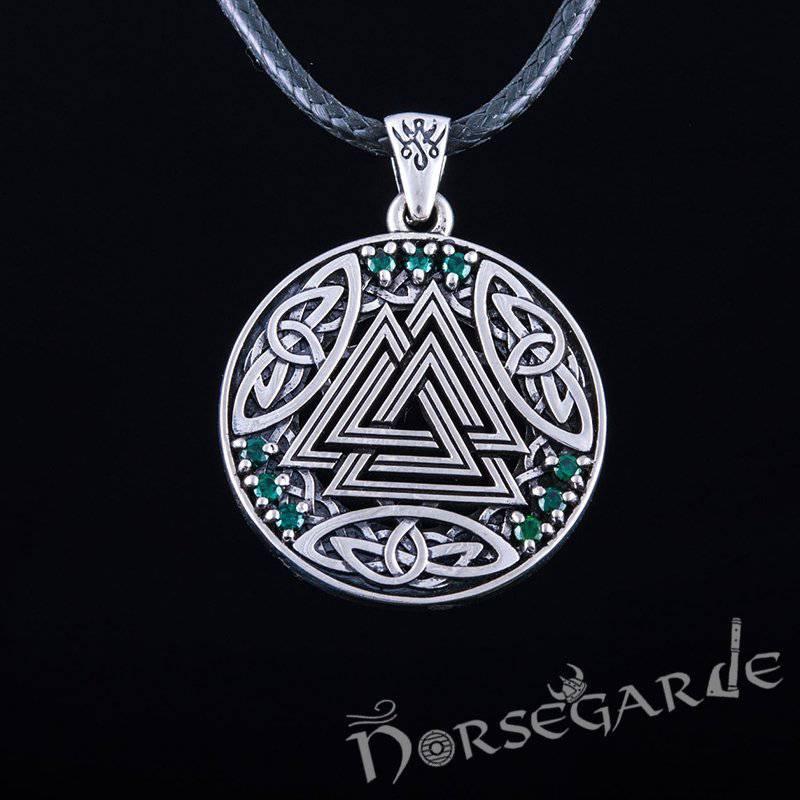 Handcrafted Gemmed Celtic Valknut Pendant - Sterling Silver