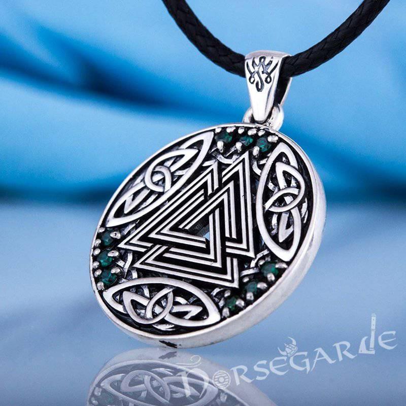 Handcrafted Gemmed Celtic Valknut Pendant - Sterling Silver