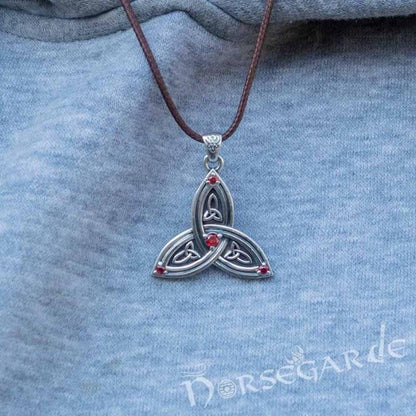 Handcrafted Gemmed Triquetra Pendant - Sterling Silver