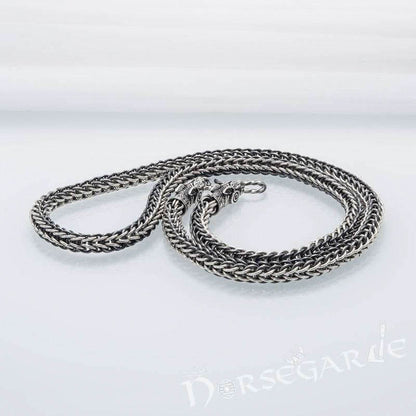 Handcrafted Heavy Weave Chain with Wolves - Sterling Silver