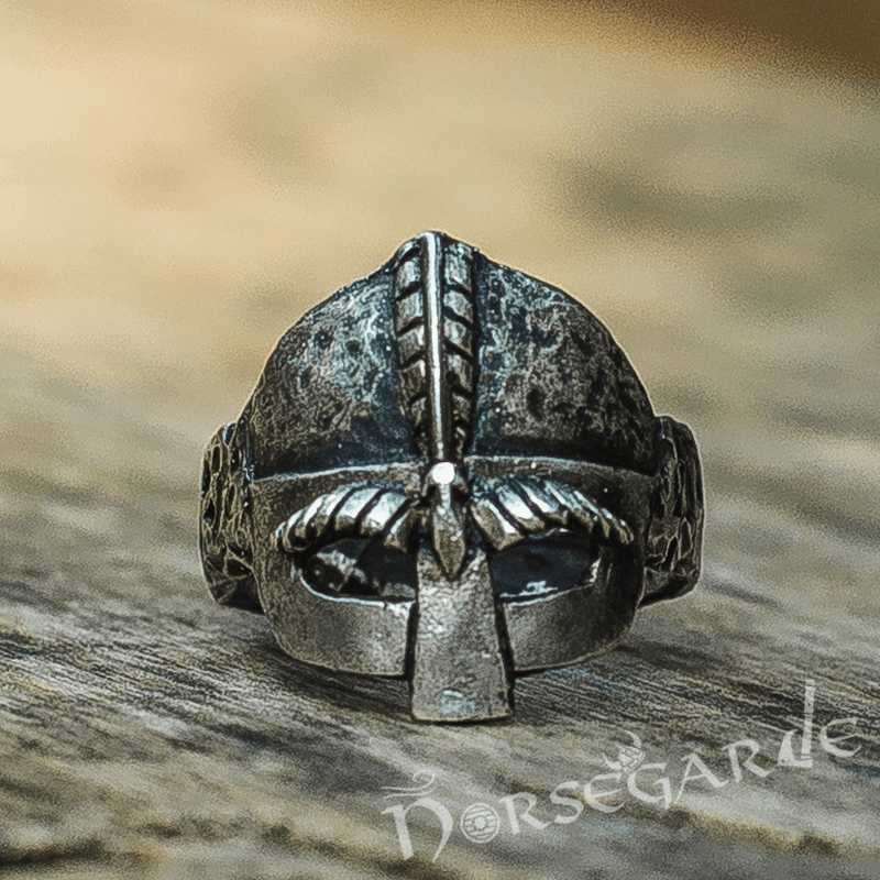 Handcrafted Helm of a Viking Warrior Ring - Sterling Silver