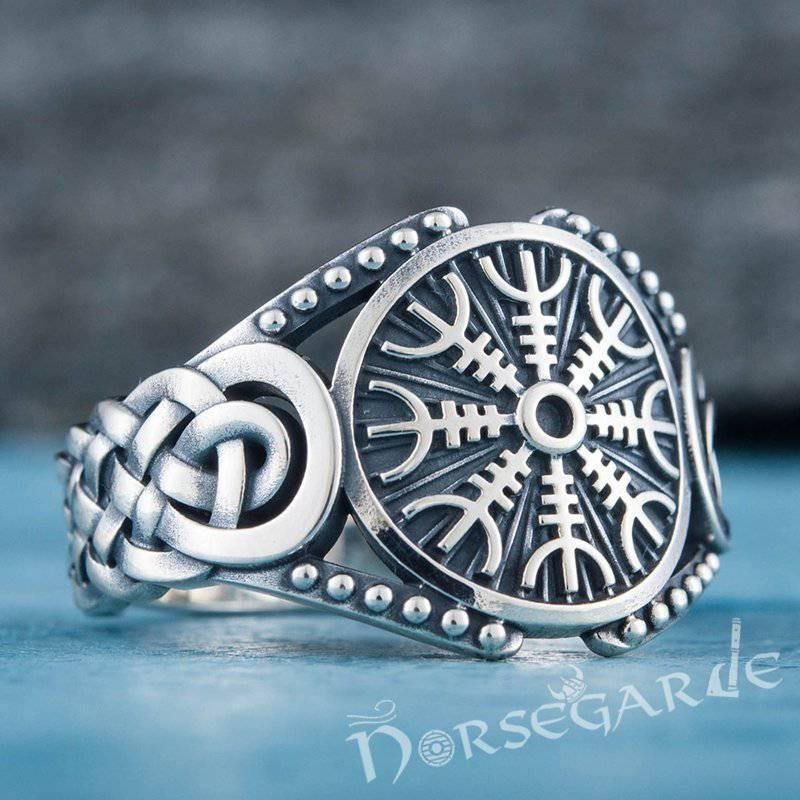 Handcrafted Helm of Awe Braid Ornament Ring - Sterling Silver