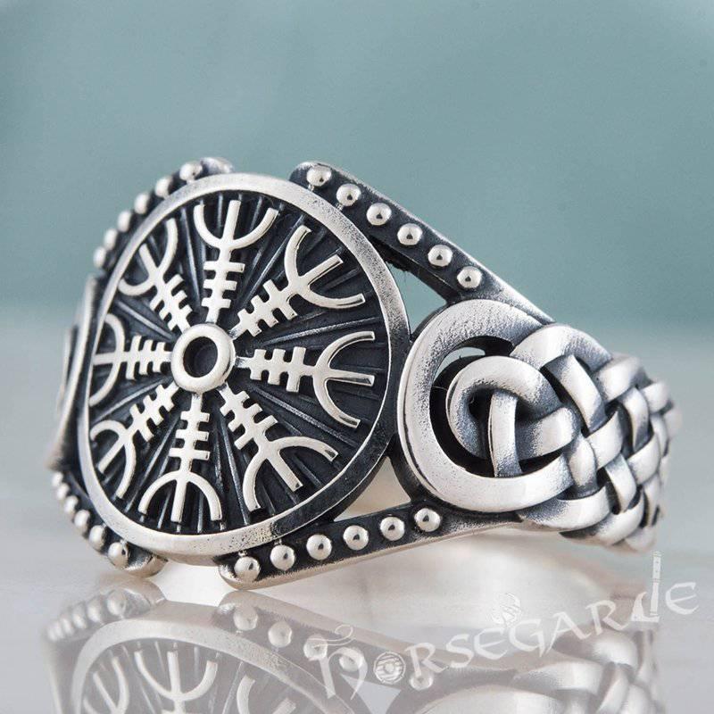 Handcrafted Helm of Awe Braid Ornament Ring - Sterling Silver