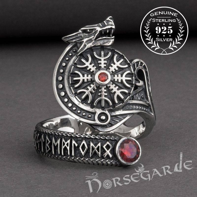 Handcrafted Helm of Awe Coiled Serpent Band - Sterling Silver