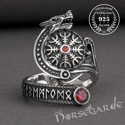 Handcrafted Helm of Awe Coiled Serpent Band - Sterling Silver