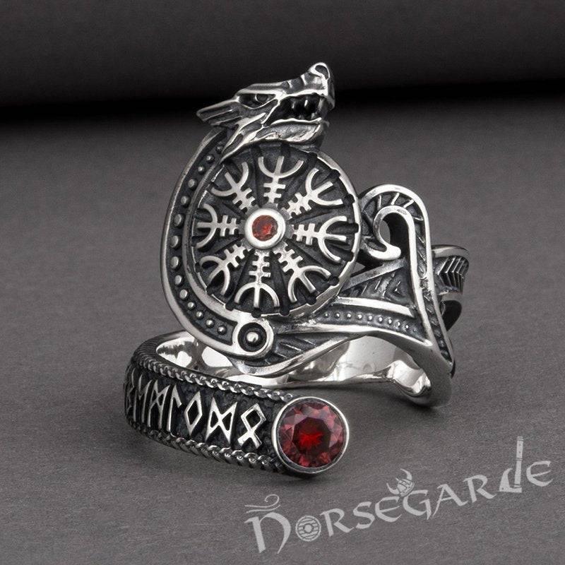 Handcrafted Helm of Awe Coiled Serpent Band - Sterling Silver