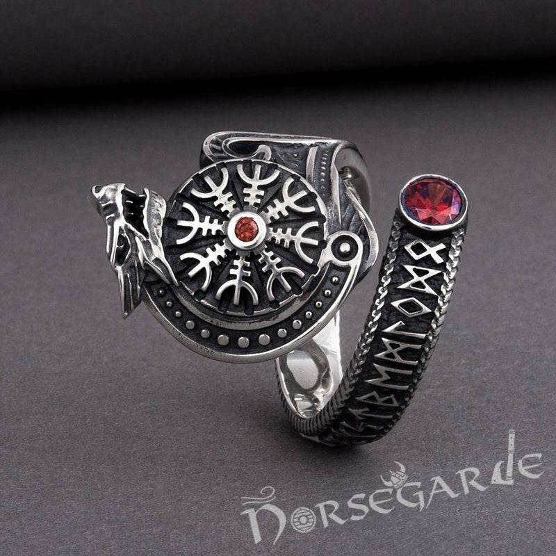 Handcrafted Helm of Awe Coiled Serpent Band - Sterling Silver