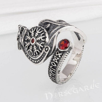 Handcrafted Helm of Awe Coiled Serpent Band - Sterling Silver