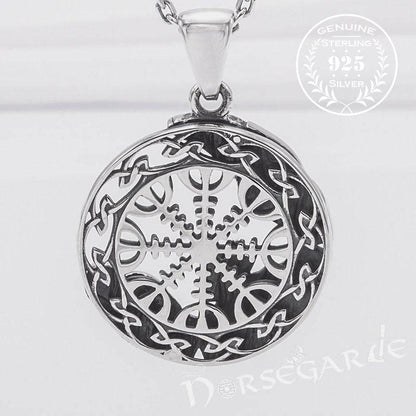 Handcrafted Helm of Awe Compass Amulet - Sterling Silver