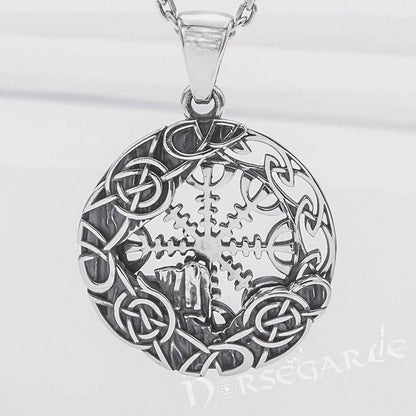Handcrafted Helm of Awe Compass Amulet - Sterling Silver